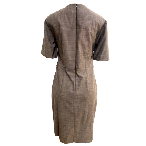 BOSS Hugo Boss Damaren Wool Sheath Dress Terra Melange Short Sleeve Work 10 US M - Picture 4 of 8